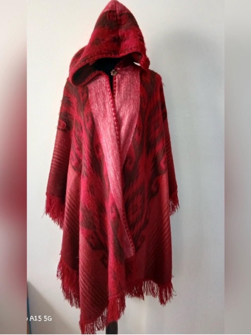 Yarina Alpaca Blend Hooded Fringe Poncho - Ruana Style